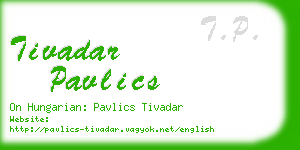 tivadar pavlics business card